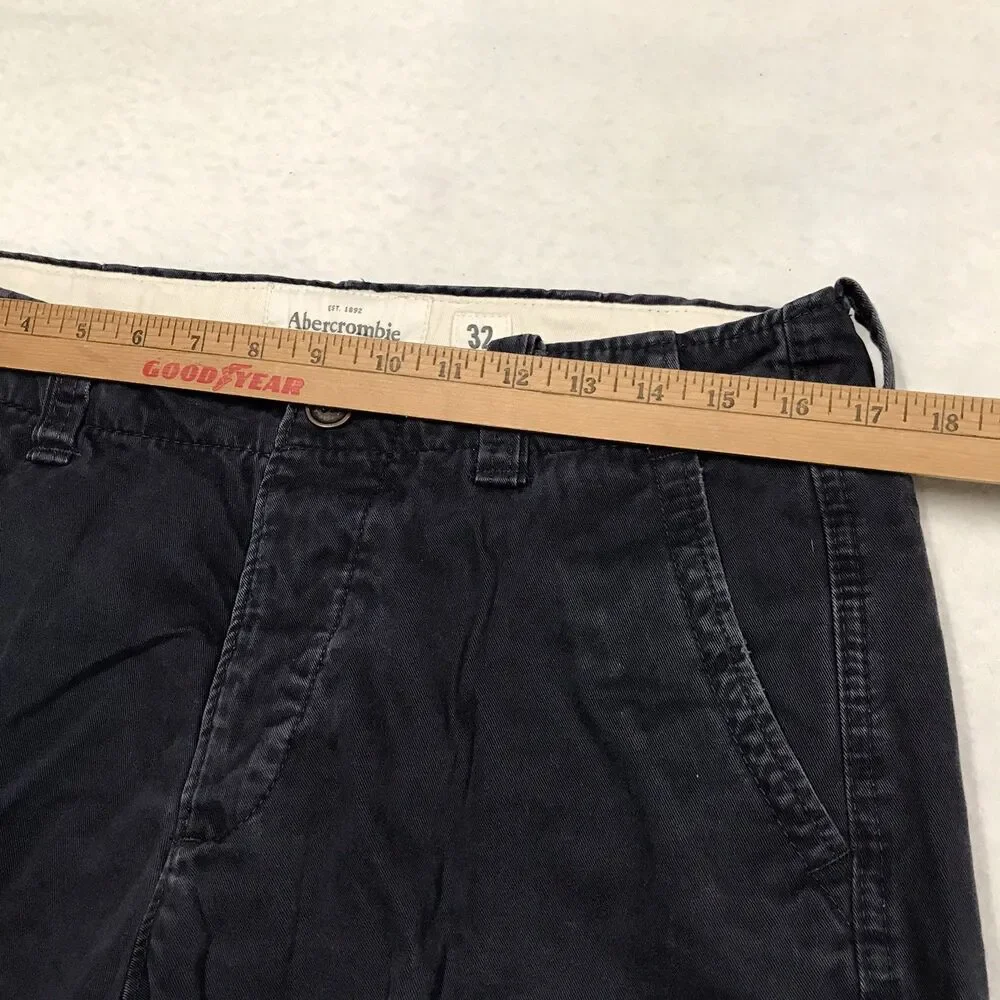 ABERCROMBIE & FITCH Heavy Twill Cargo Shorts Men 32 Black Travel Outdoor